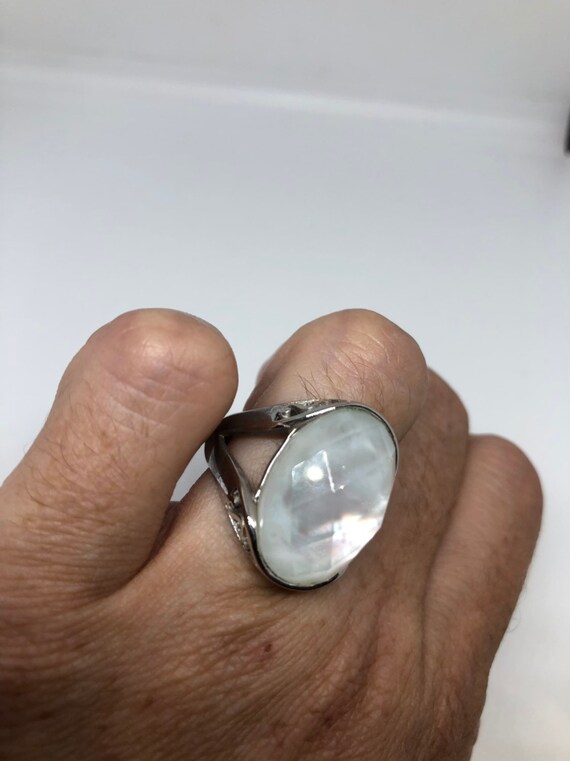 Vintage Mother of Pearl 925 Sterling Silver Ring - image 5