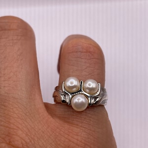 Vintage Cultured Pearl 925 Sterling Silver Ring