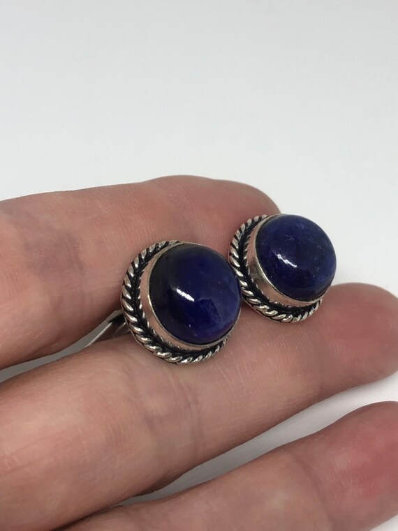 Vintage Blue Sapphire Cuff Links - image 4
