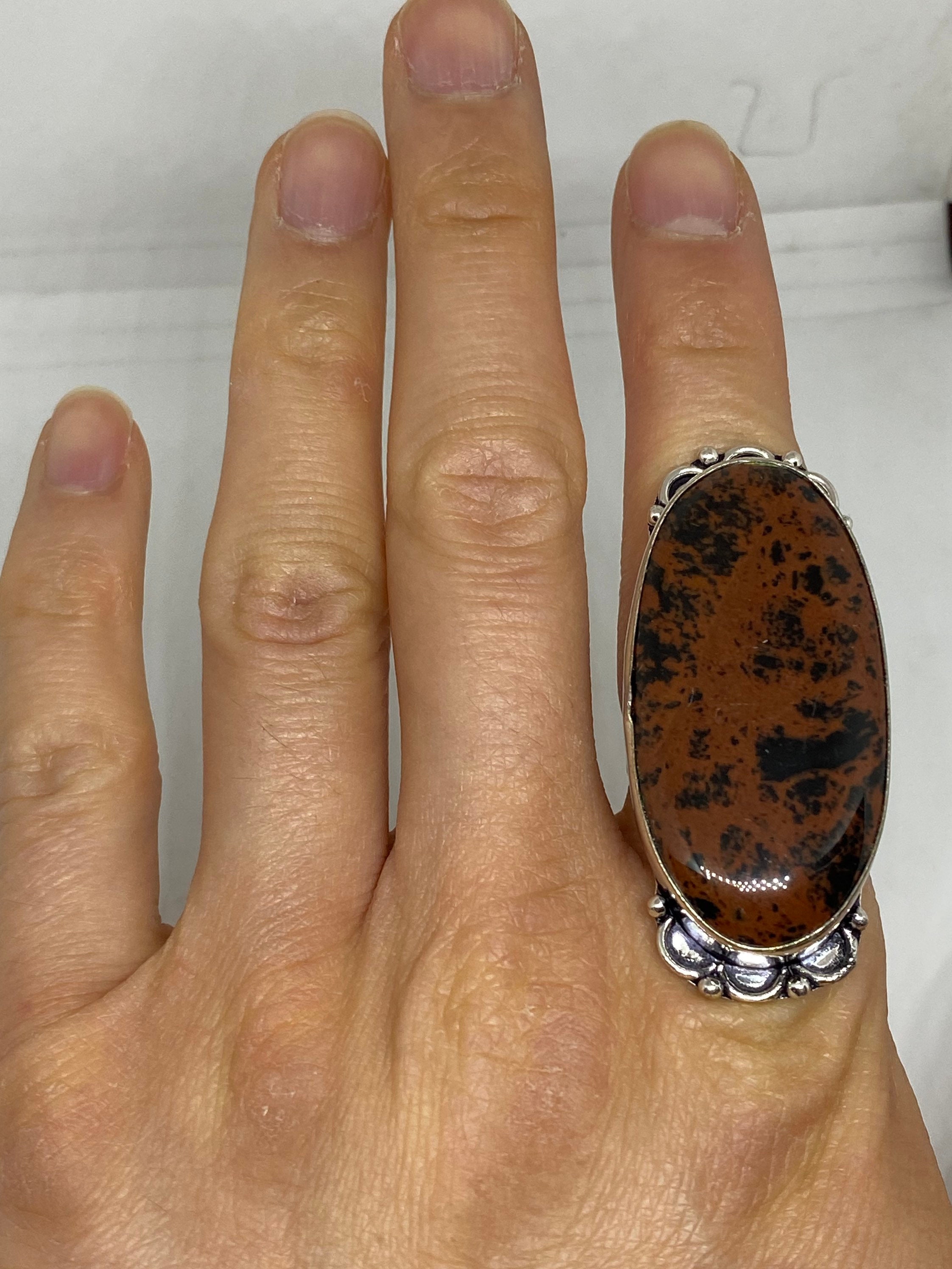 レッドジャスパー✤アザミの彫金】シルバー925のヴィンテージリング