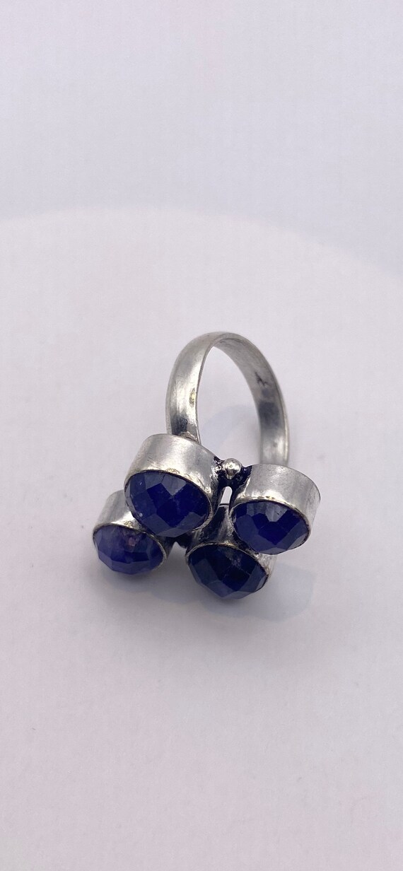 Vintage Blue Raw Sapphire Ring Boho Statement - image 3