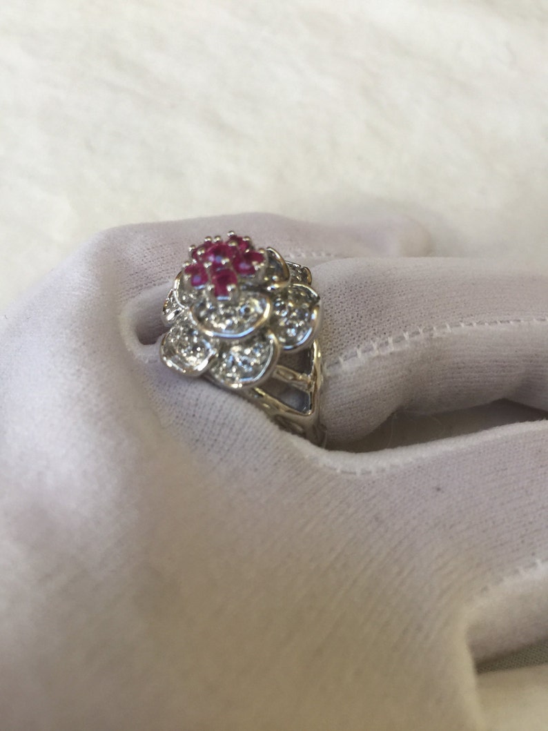 Vintage Handmade Pink Toumaline 925 Sterling Silver gothic flower Ring
