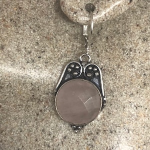 Vintage Silver Earrings | Rose Quartz Gemstone Antique Style Setting 925 Sterling Silver Leverback Dangle Drop Earrings