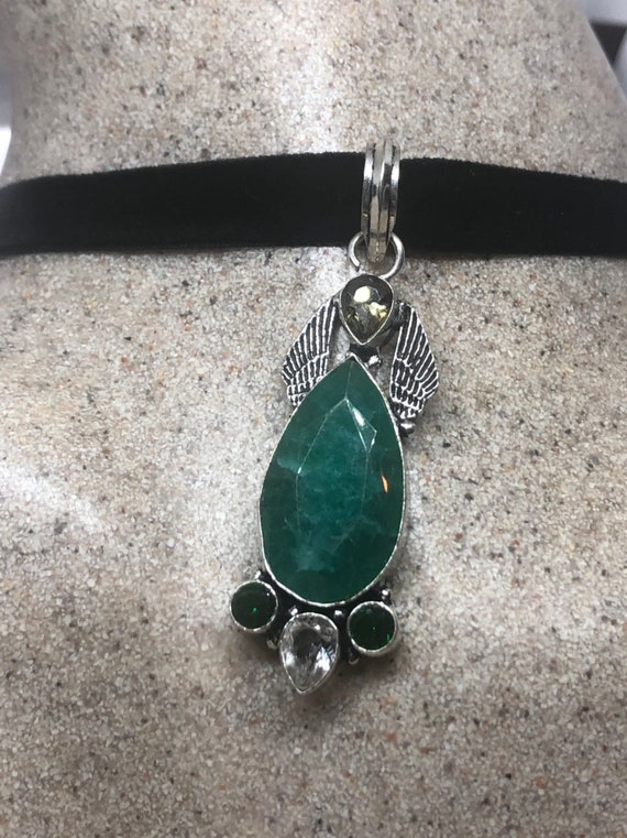 Handmade Vintage Green Chysopraise Crystal Choker… - image 3