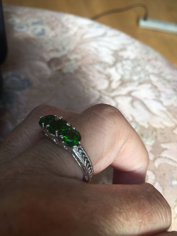 Vintage Handmade Green Chrome Diopside  Filigree … - image 6