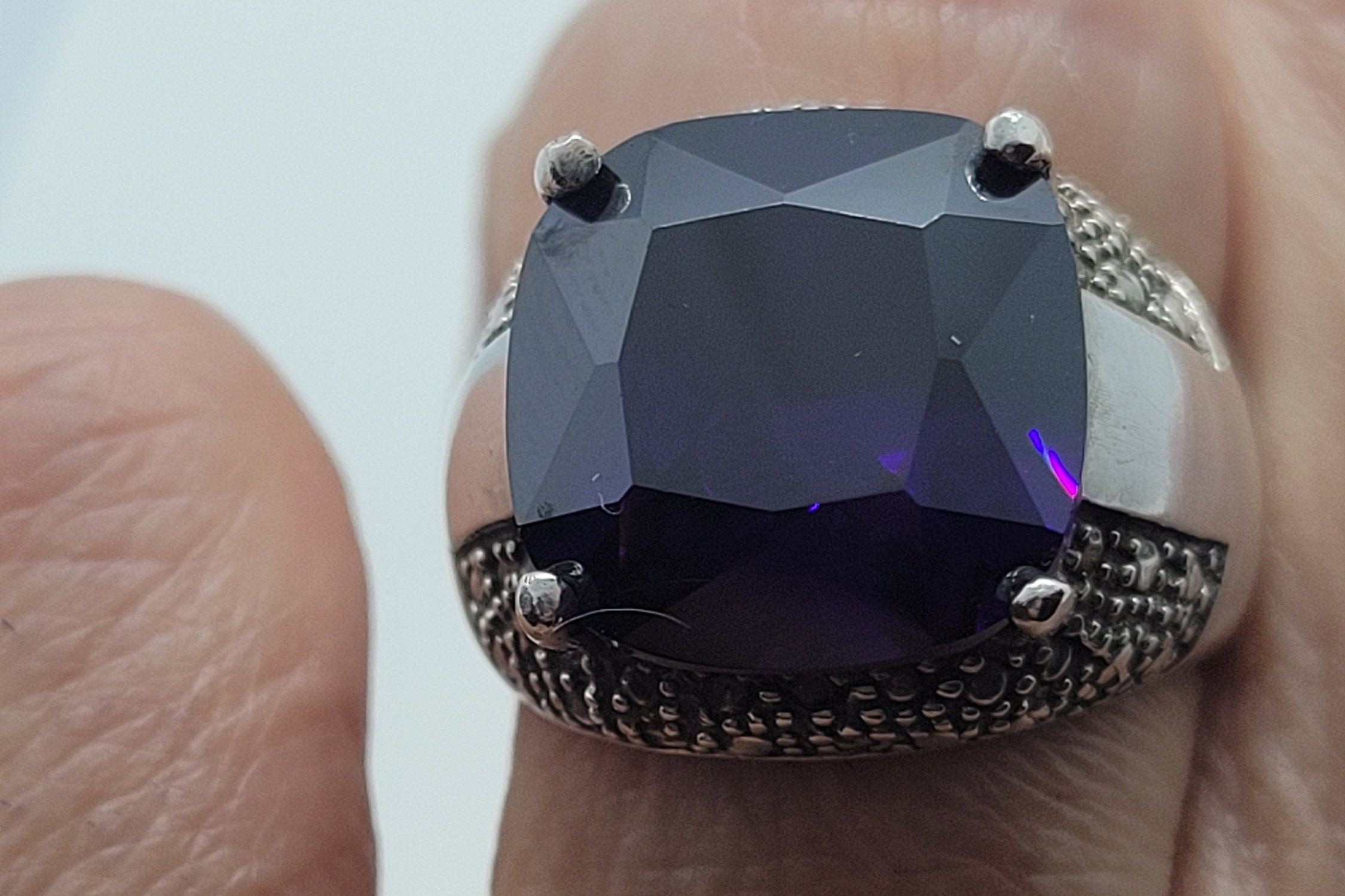 ヴィンテージ ディープパープル CZ リング 925 スターリングシルバー
