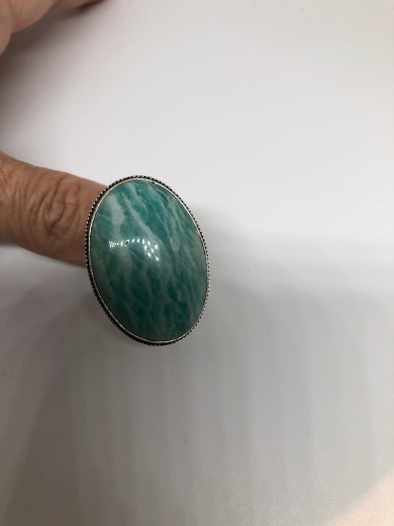 Vintage geniune blue Amazonite Silver Ring