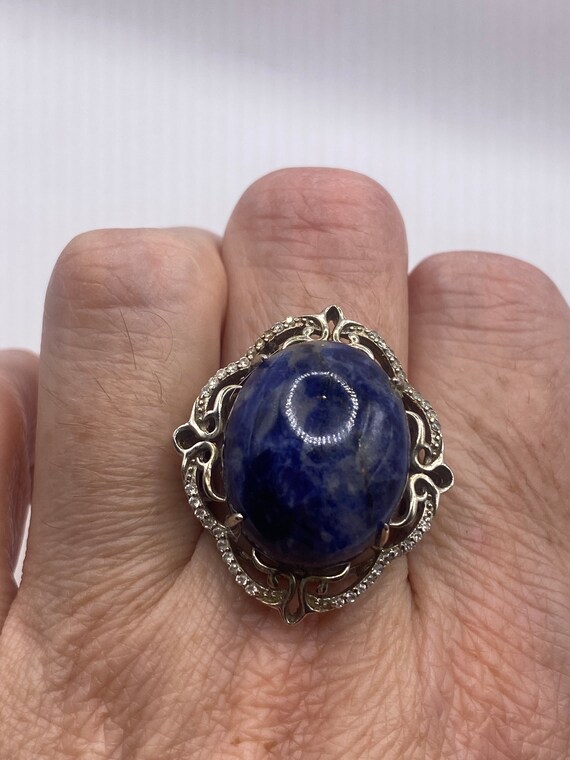 Vintage Genuine Blue Sodalite 925 Sterling Silver… - image 9