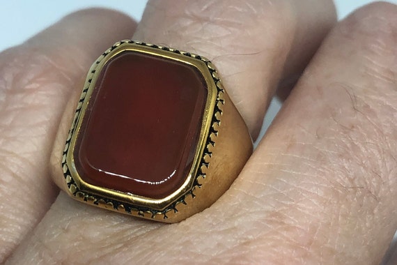 Lot - Victorian Celtic Silver & Carnelian Signet Ring