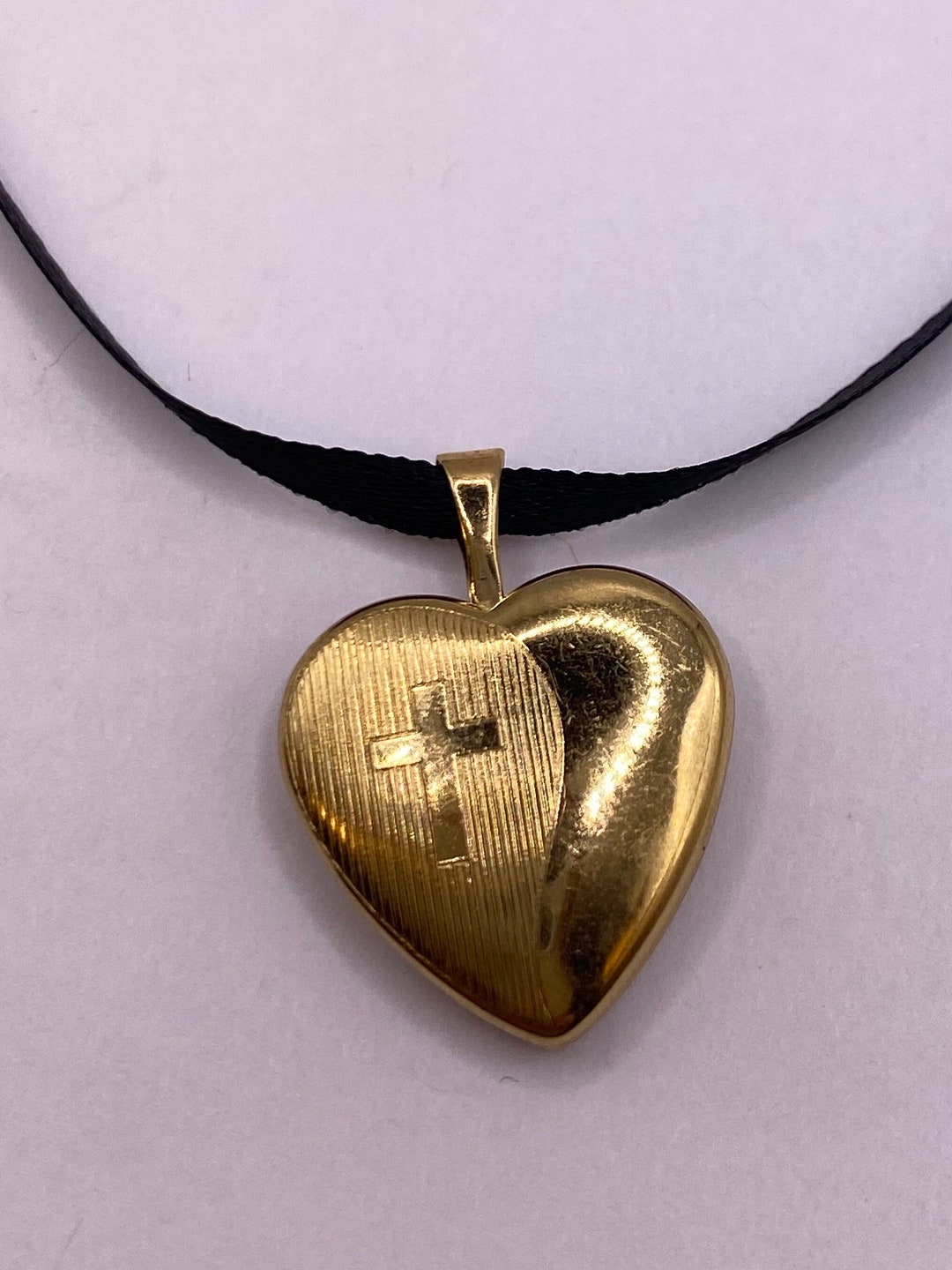 Vintage Heart Cross Locket Choker Gold Filled Necklace - Etsy