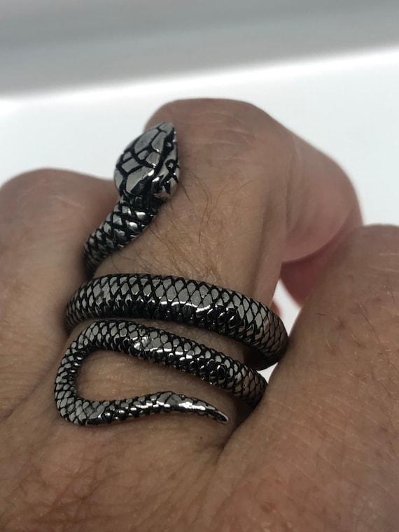 Vintage Gothic Stainless Steel Snake Serpant Mens… - image 2