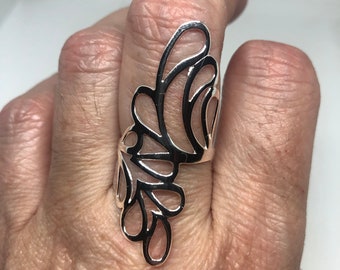 Vintage Sterling Silver Ring 925 Filigree Cocktail Statement