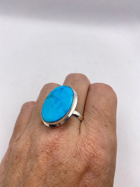 Vintage Blue Genuine Tibetan Turquoise Ring Size … - image 9