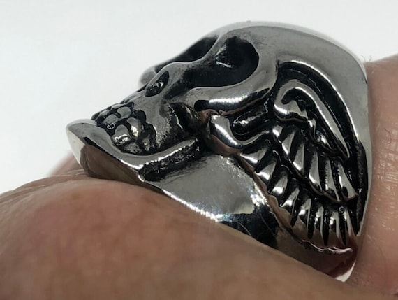 Anello Teschio Vintage Da Uomo Anelli Freddi In Acciaio Inossidabile 316L Gotico Per Uomo Donna Punk Moto Band Gioielli Regalo Dropshipping - Foto 6