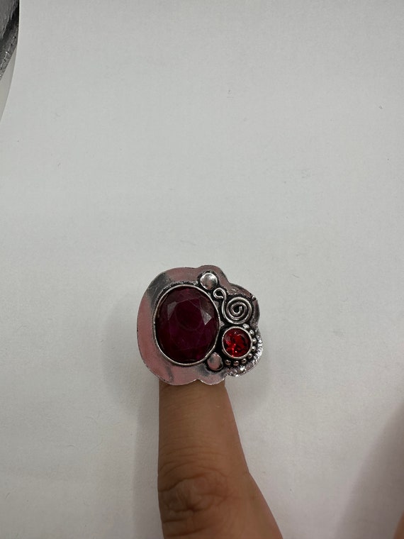 Vintage Handmade Raw Pink Ruby Silver Gothic Ring - image 4