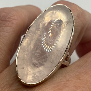 Vintage  Genuine Rose Quartz Silver Ring
