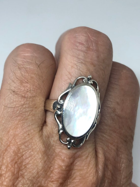 Antique White Mother of Pearl Filigree Sterling Si