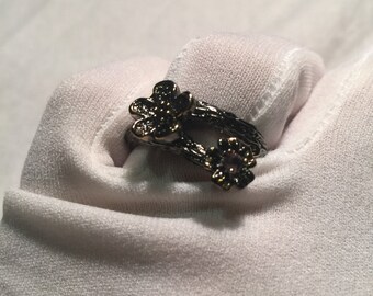 Vintage Rose Flower 925 Sterling Silver Antiqued  Ring