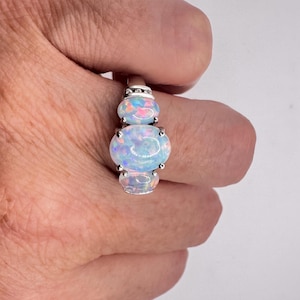 Vintage Fire Opal 925 Sterling Silver Cocktail Ring
