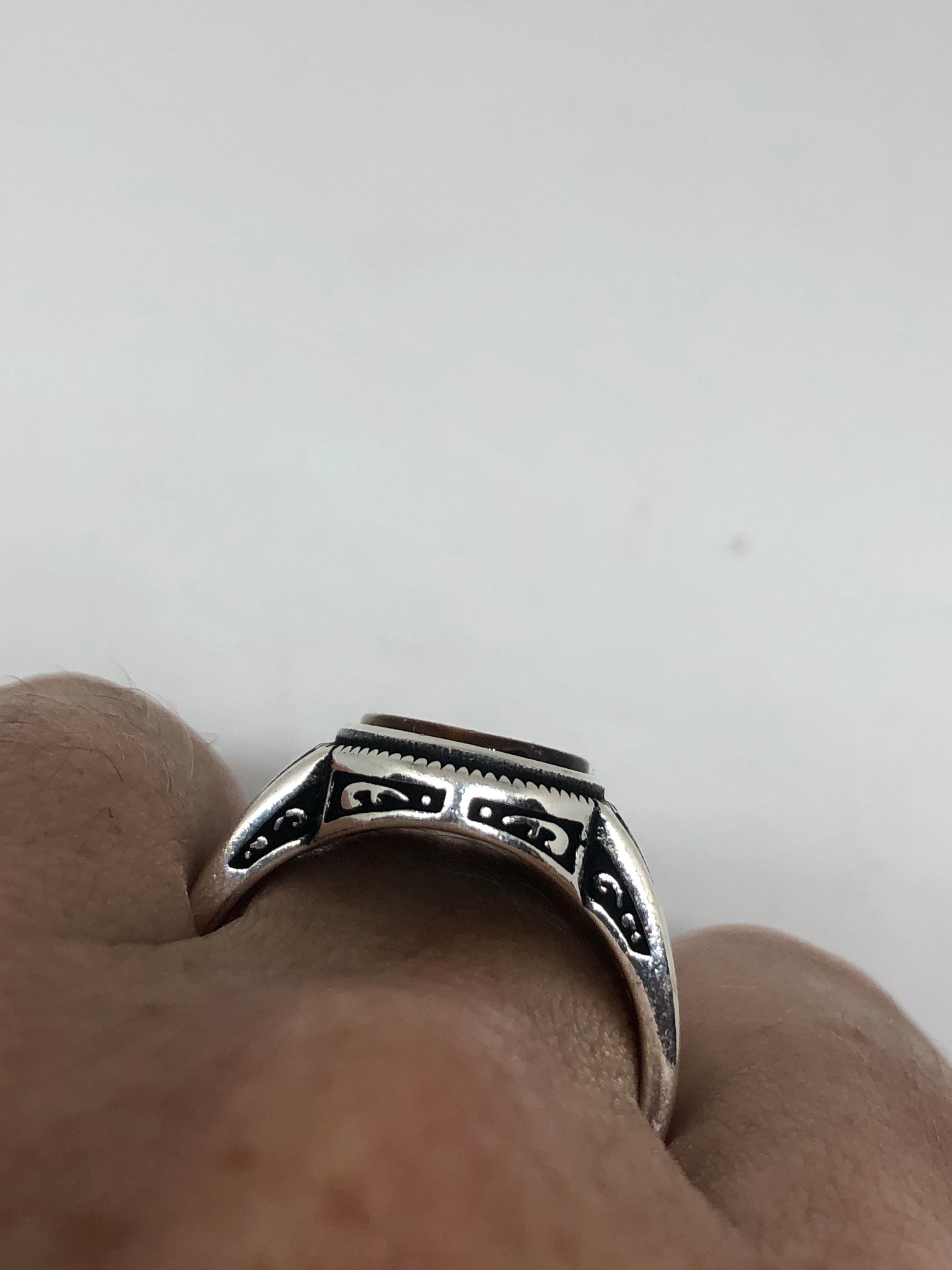 ヴィンテージ シルバー リング eye ring vintage Vintage Sterling Silver Tigers Eye Ring, Unique Oval Bezel