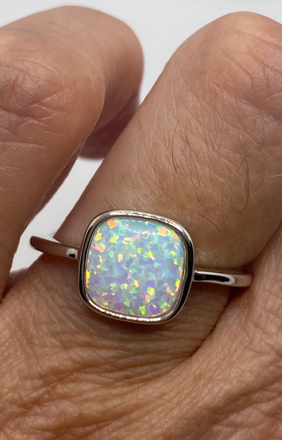 Vintage Opal 925 Sterling Silver Inlay Ring - image 1