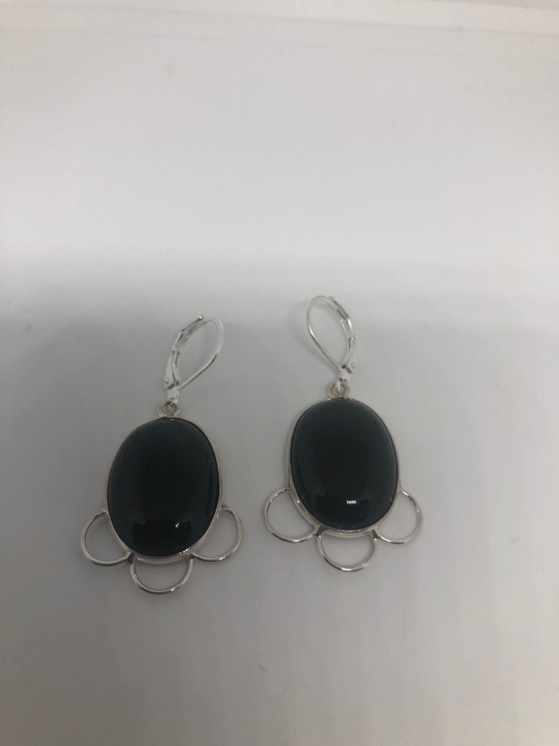Vintage Black Onyx Earrings 925 Sterling Silver Deco dangle | Etsy