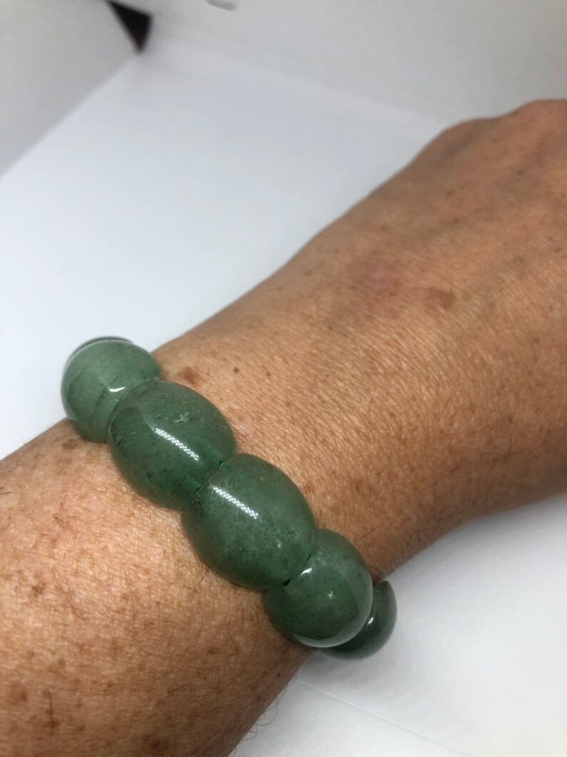 VintageAventurine Green Jade Lucky stretch Bracelet
