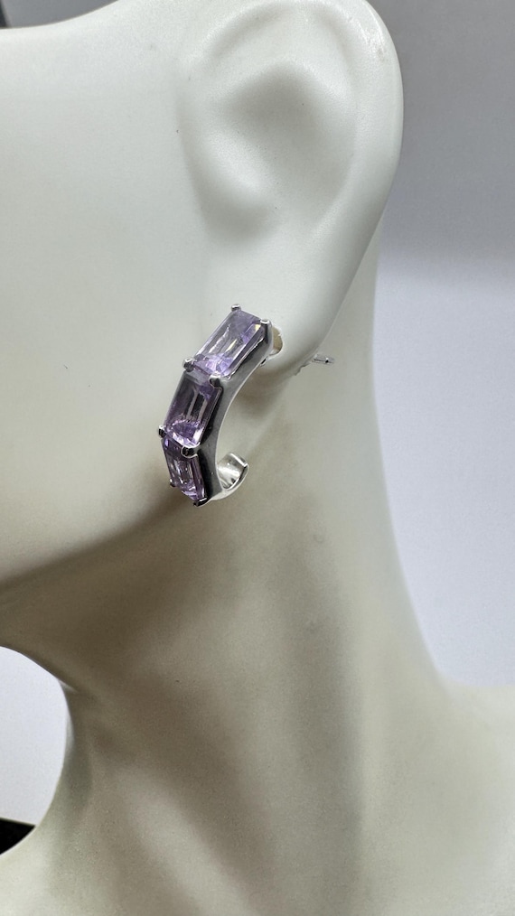 Vintage Purple Amethyst Earrings 925 Sterling Silver Studs