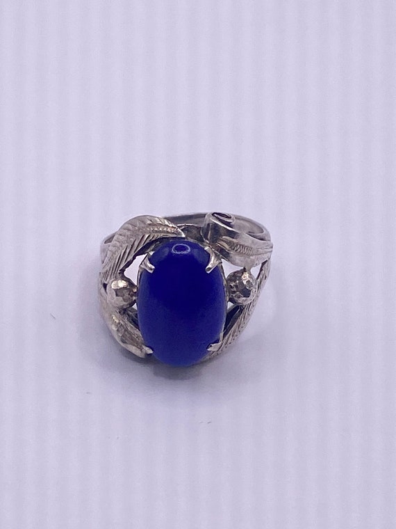 Vintage Blue Lapis Lazuli 925 Sterling Silver Ring - image 7