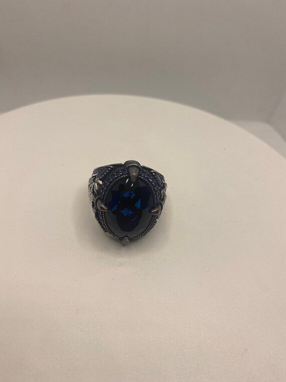 Vintage Cobalt Blue Glass Scorpion Mens Ring in 9… - image 7