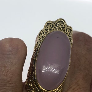 Vintage  Genuine Rose Quartz Silver Ring