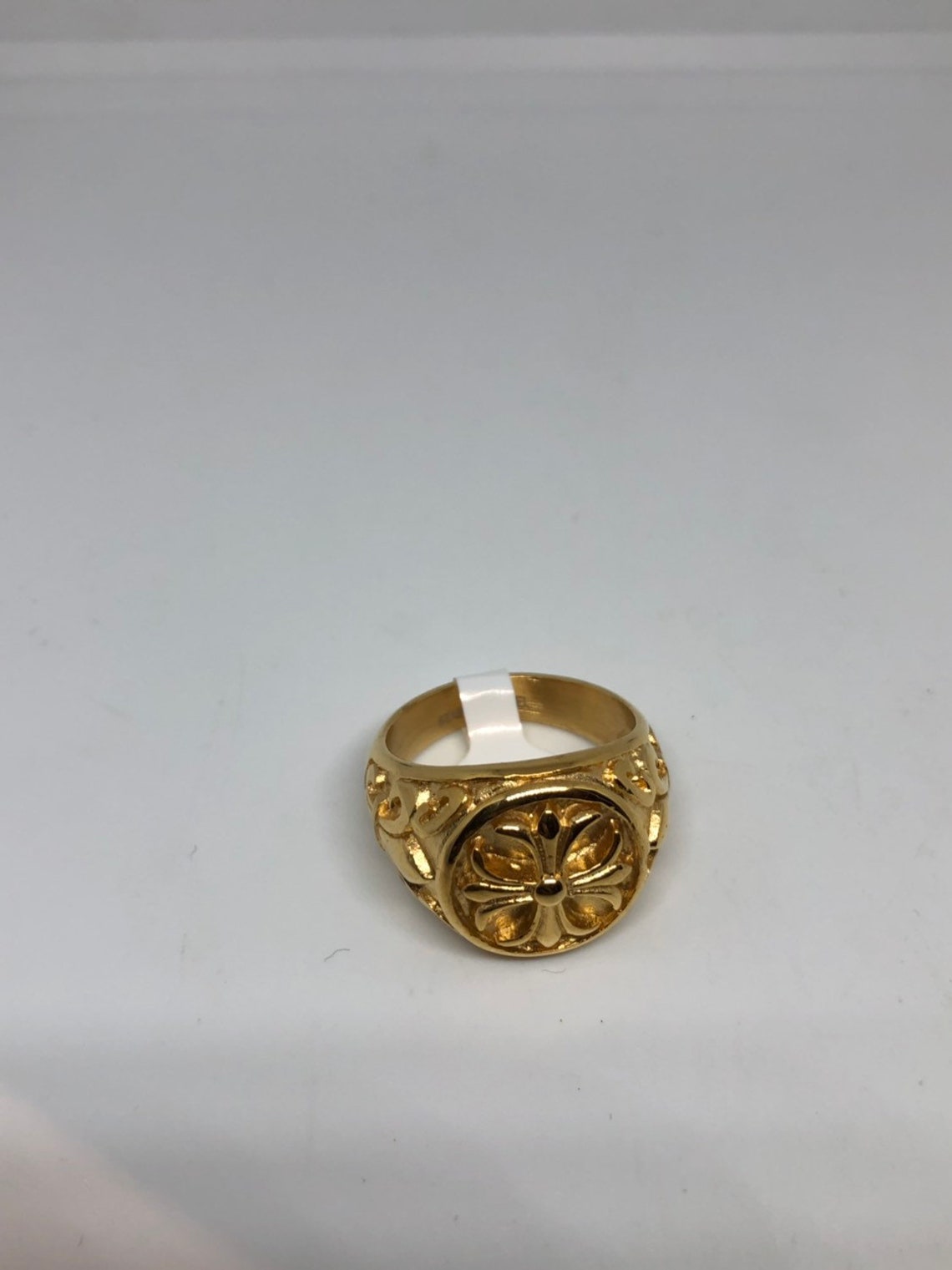 Vintage Gothic Golden Cross Mens Ring | Etsy