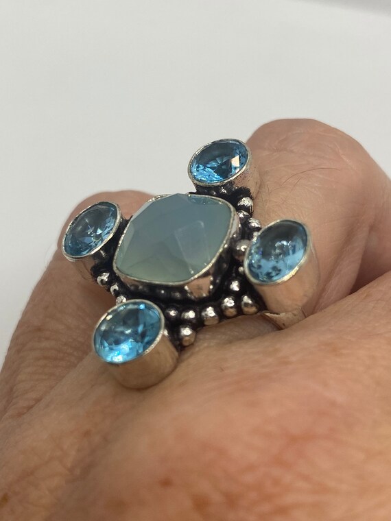 Vintage Blue Chalcedony Blue Topaz Ring - image 3