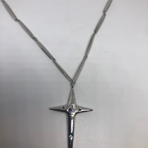 Vintage Handmade 925 Sterling Silver Mixed Gemstone Cross Antique Pendant Necklace