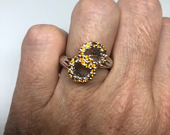 Vintage Citrine 925 Sterling Silver Deco Ring Size 5.5