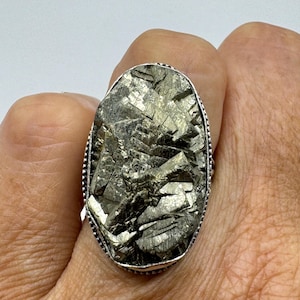Vintage Gold Pyrite Silver Cocktail Ring Size 6