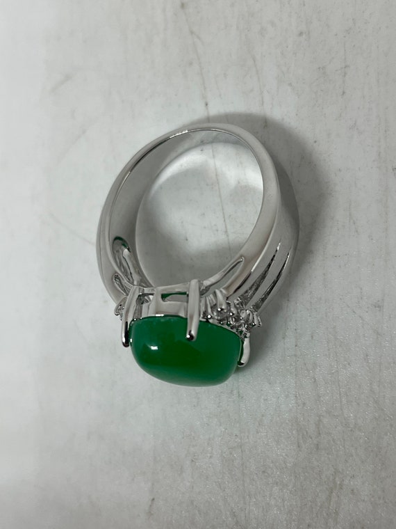 Vintage Lucky Green Nephrite Jade Ring - image 8