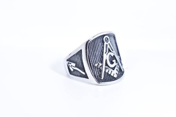 Vintage Gothic Stainless Steel Free Mason G Mens … - image 3