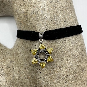Gargantilla vintage con estrella de David de marcasita en plata de ley 925