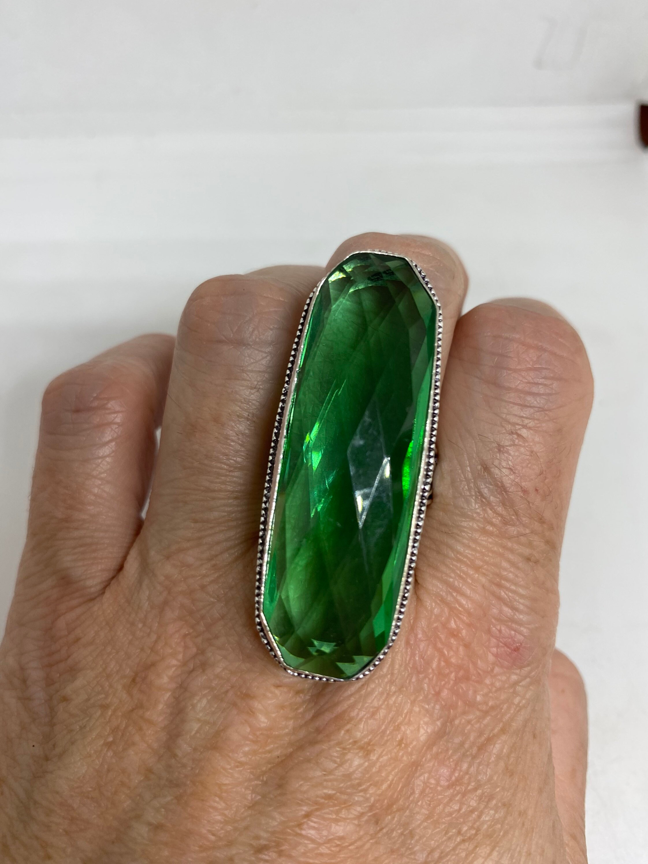 Vintage Aqua Art Glass Ring, Ornate German Silver, Size 8.5 - Etsy