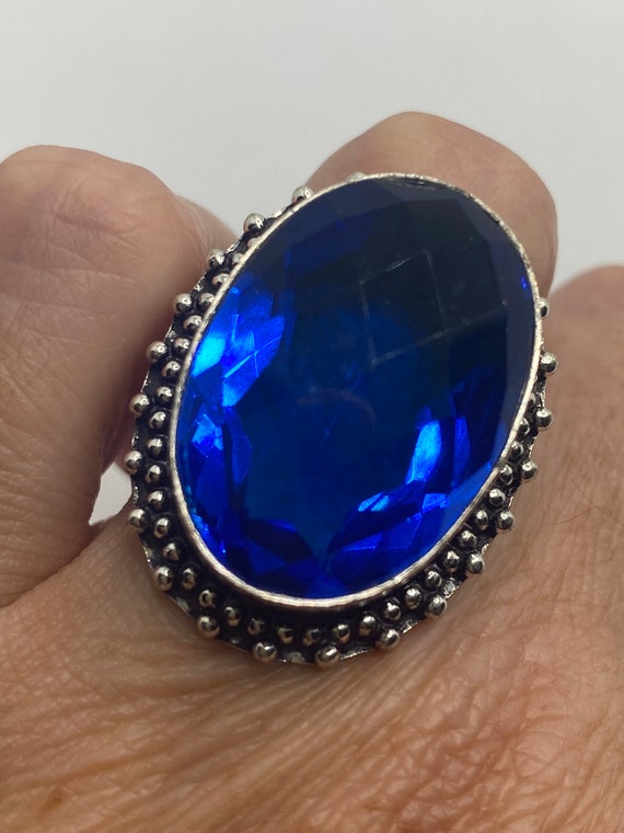 Vintage Blue Art Glass Ring - image 3
