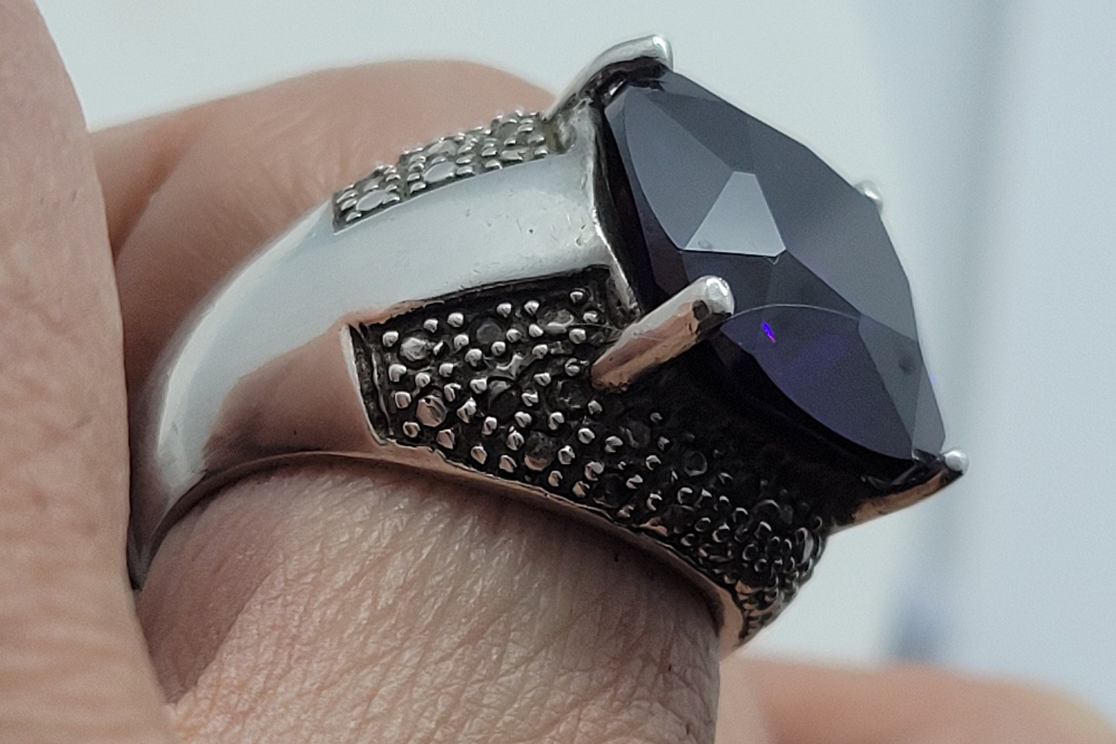 ヴィンテージ ディープパープル CZ リング 925 スターリングシルバー