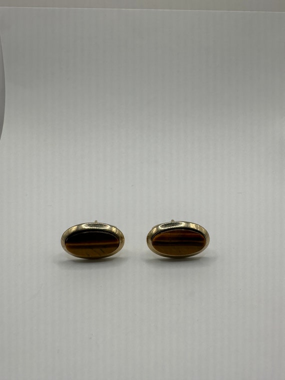 Vintage Golden Tigers Eye Cuff Links - image 5