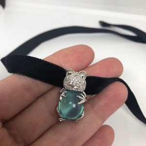 Vintage Echte Tief Blau Topas 925 Sterling Silber Halskette Anhänger