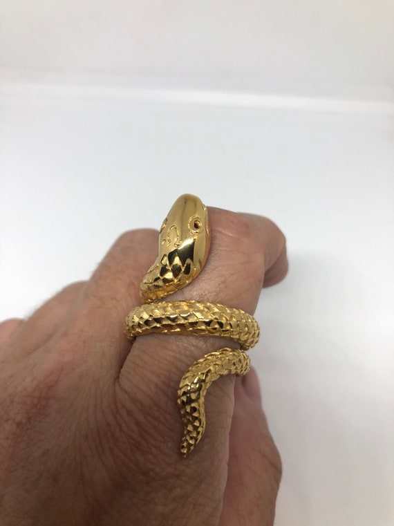 Vintage Gothic Golden Stainless Steel Snake Mens … - image 4