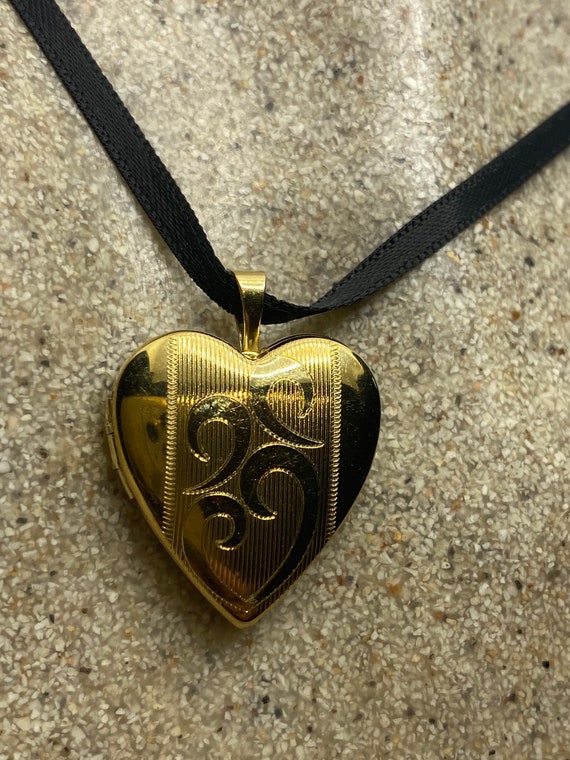 Vintage Heart Locket Choker Gold Filled MOM Necklace Etsy