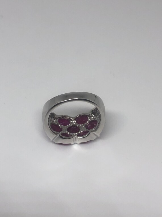 Vintage Pink Ruby 925 Sterling Silver Band Ring - image 8