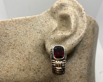 Vintage 925 Sterling Silver Bohemian Garnet Earrings