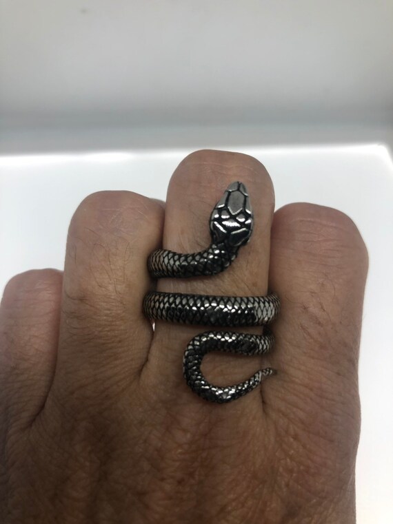 Vintage Gothic Stainless Steel Snake Serpant Mens… - image 4