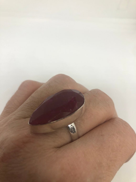 Vintage Raw Pink Ruby Silver Ring Size 8.5 - image 7